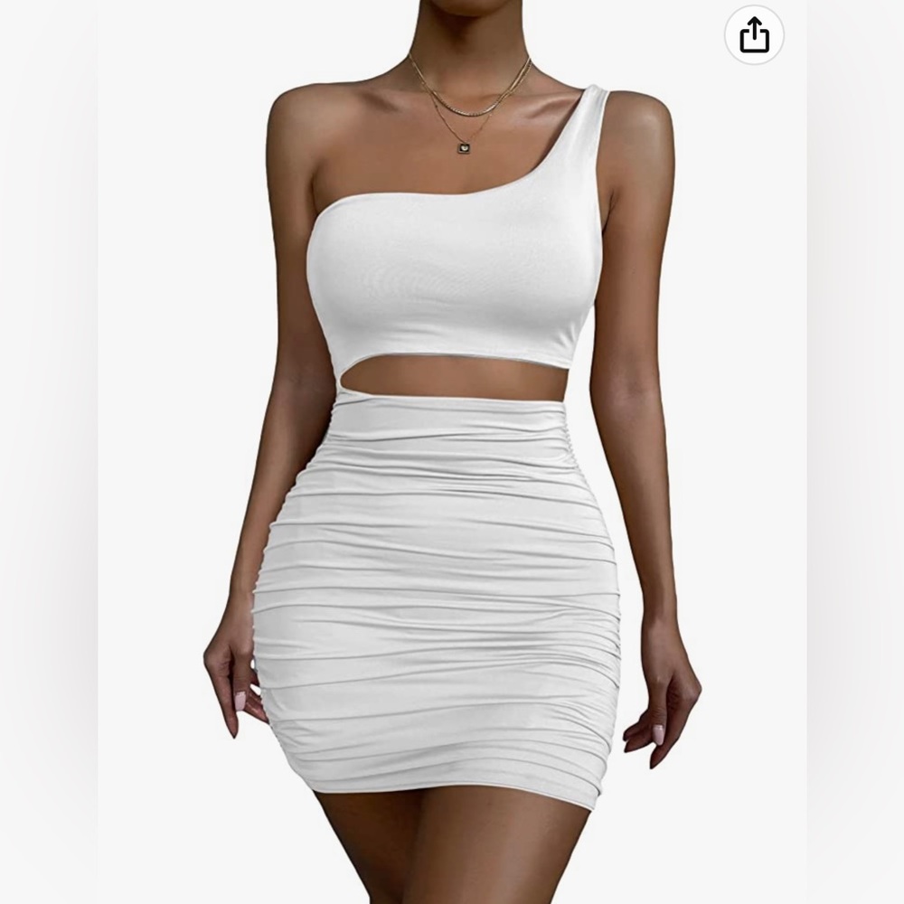 White Cutout One Shoulder Bodycon Mini Dress